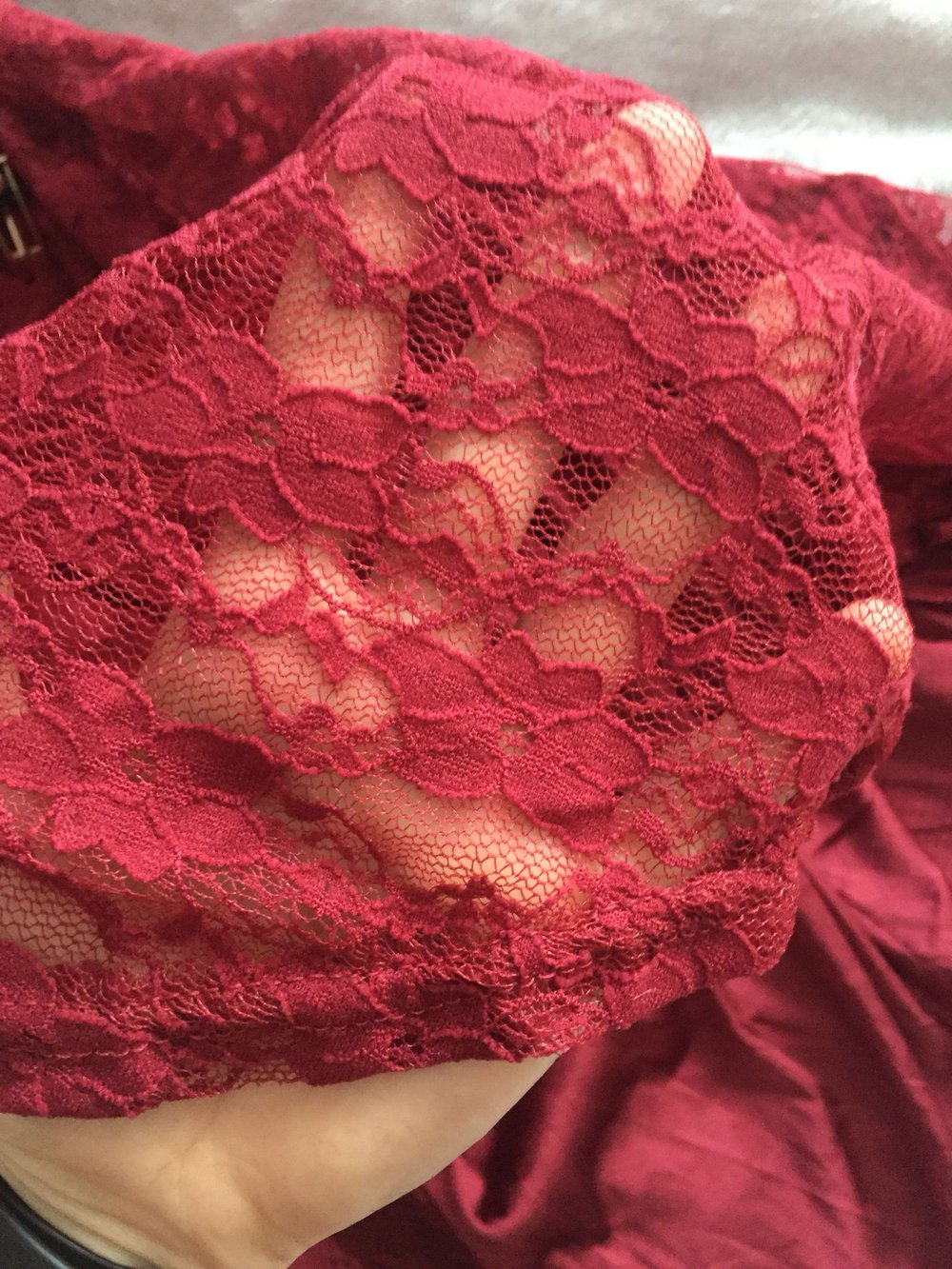 Rotes Spitzenkleid Gr.L/XL inkl. Gürtel