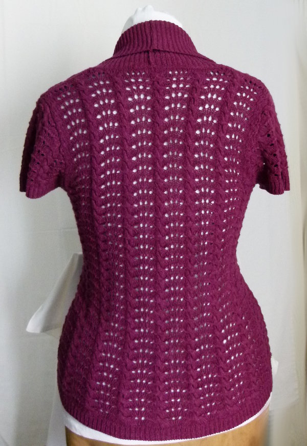 Strickjacke Cardigan, Kurzarm, violett, Mori Festival Goa Lagenlook Sommer Boho