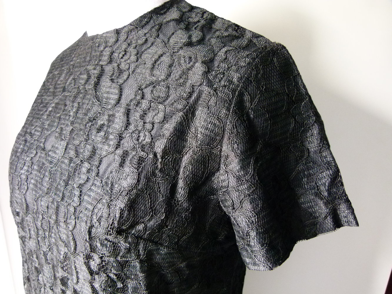 Spitzen Blusen Shirt, schwarz, aus den 60ern, True Vintage Retro Gothic Granny Mori Hippie Festlich Rockabilly