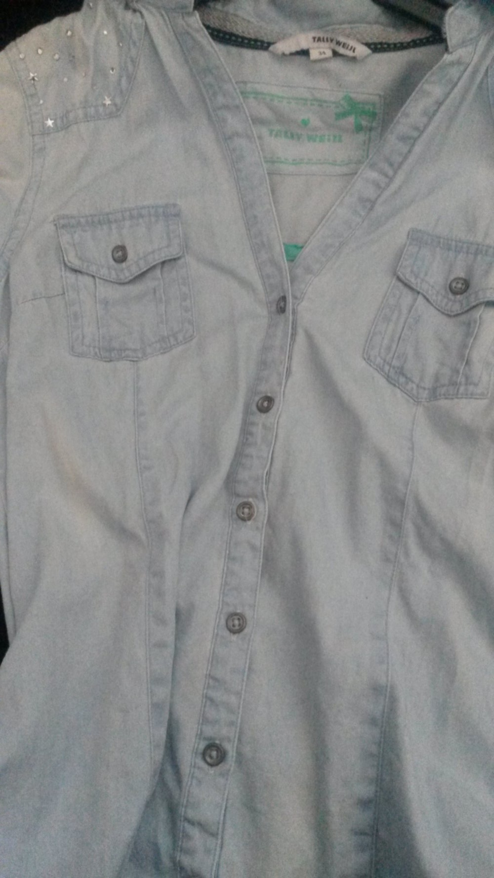 Hellblaues Jeans Hemd mit Glitzersteine