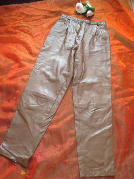 NEUw * Original VINTAGE * DESIGNER * Lamm- Leder * Karotten- Style * Hose * Gr. 36/ S * cognac- braun *