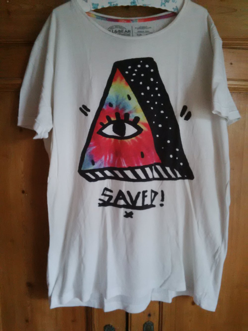 Weißes Shirt mit Print: Batik, Auge, Saved!