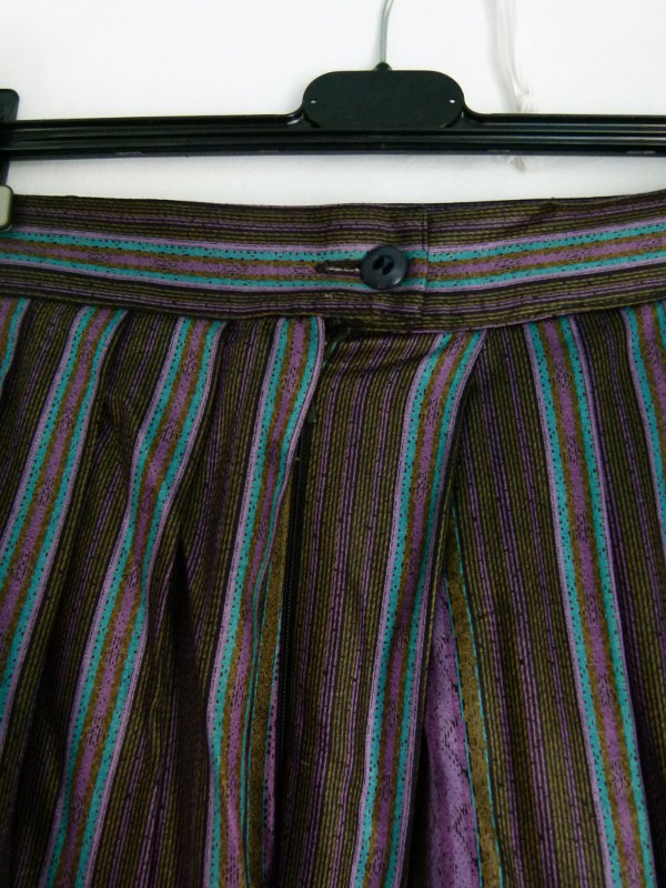 Langer Trachten Rock, lila schwarz petrol gestreift, Boho Gothic Hippie Landleben Folklore Retro Vintage