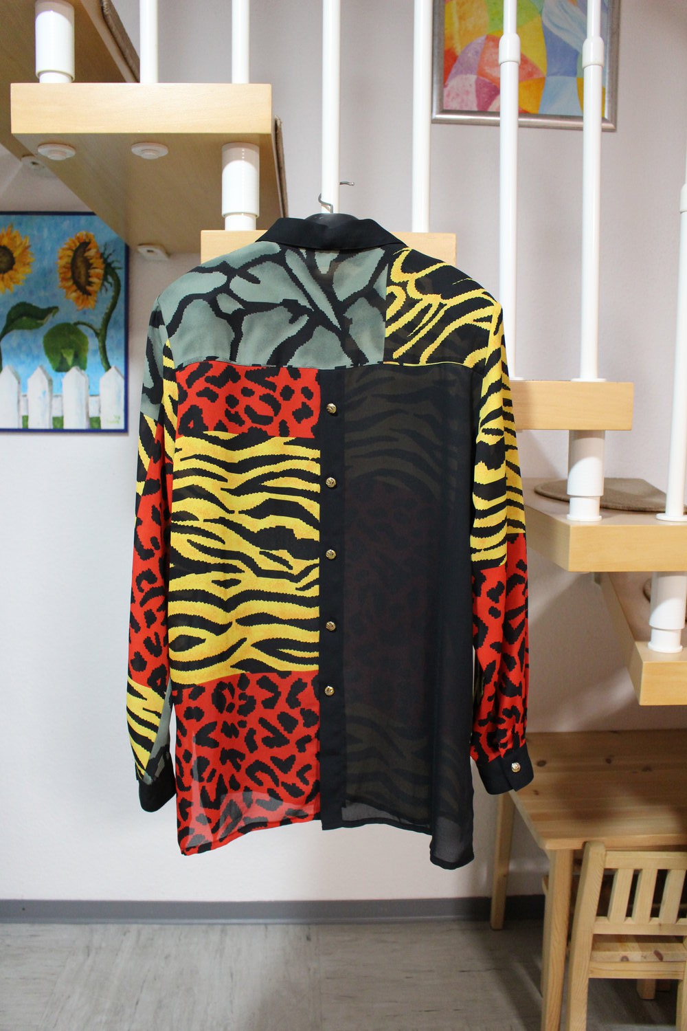 339. Retro-Bluse mit Tier- Printmuster von Chris JB, Gr. 38-40