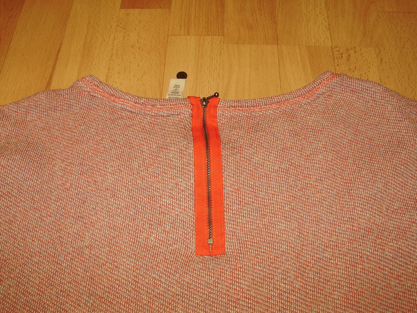Campus Sweat ausgefallen Reißverschluss im Rücken orange beige meliert S