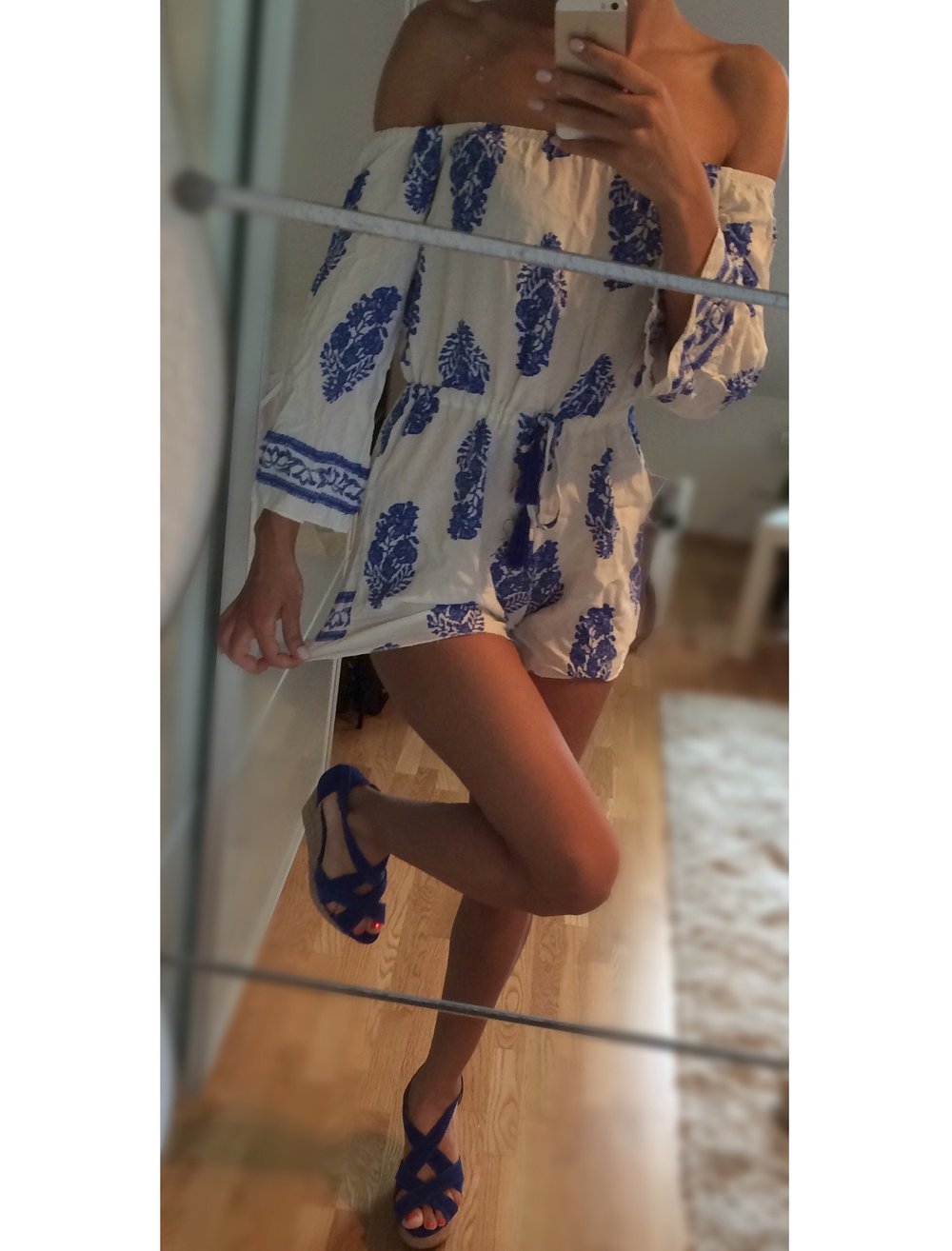 Jumpsuit Blogger Blau Weiß 
