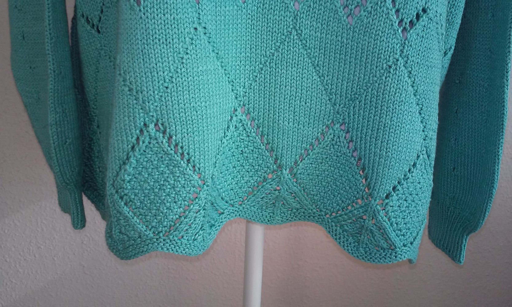 NEU! Sommerpullover Baumwollgarn Pullover Pulli Strickpulli Handarbeit - nur Materialpreis (hellgrün/türkis)