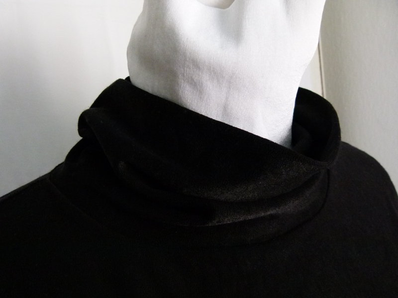 Rollkragen Pulli Oberteil, glänzend schwarz, Gothic Mori Boho Herbst