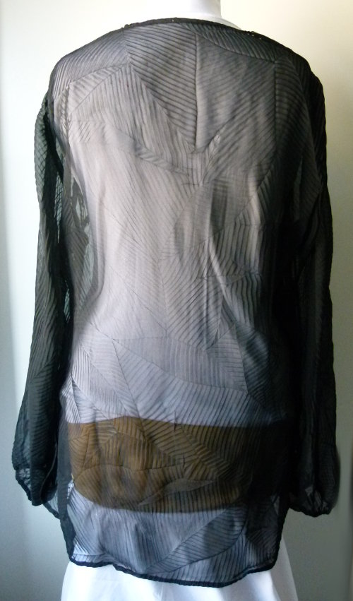 Chiffon Tunika Bluse in Spinnweben Optik, transparent schwarz,  Gothic Boho Emo Alternative Metal Mori