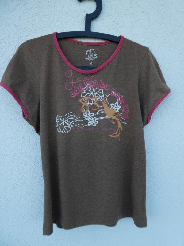Garcia Jeans – T-Shirt, braun mit Aufdruck – Gebraucht