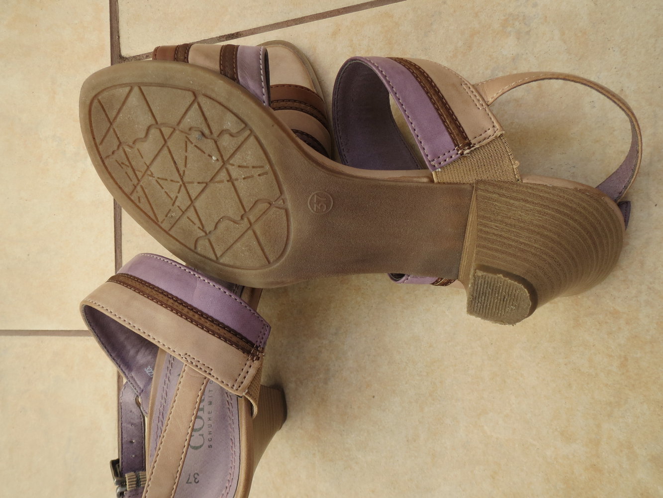 Sandaletten, Gr.37, beige-lila