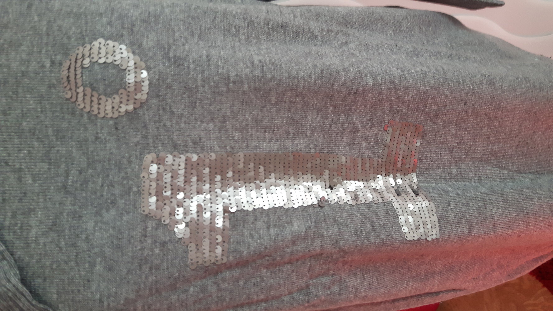 Longpullover grau Pailletten 