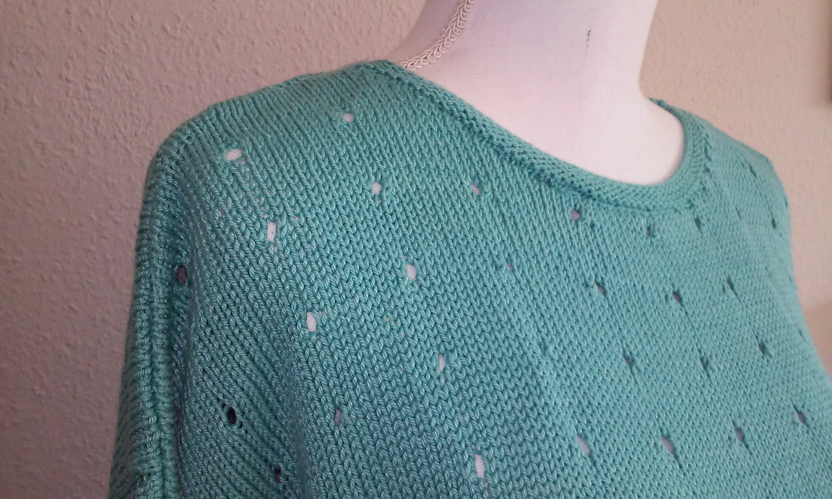 NEU! Sommerpullover Baumwollgarn Pullover Pulli Strickpulli Handarbeit - nur Materialpreis (hellgrün/türkis)