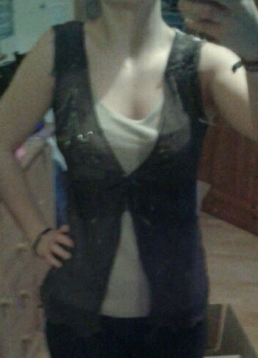 Tanktop olive Pailletten