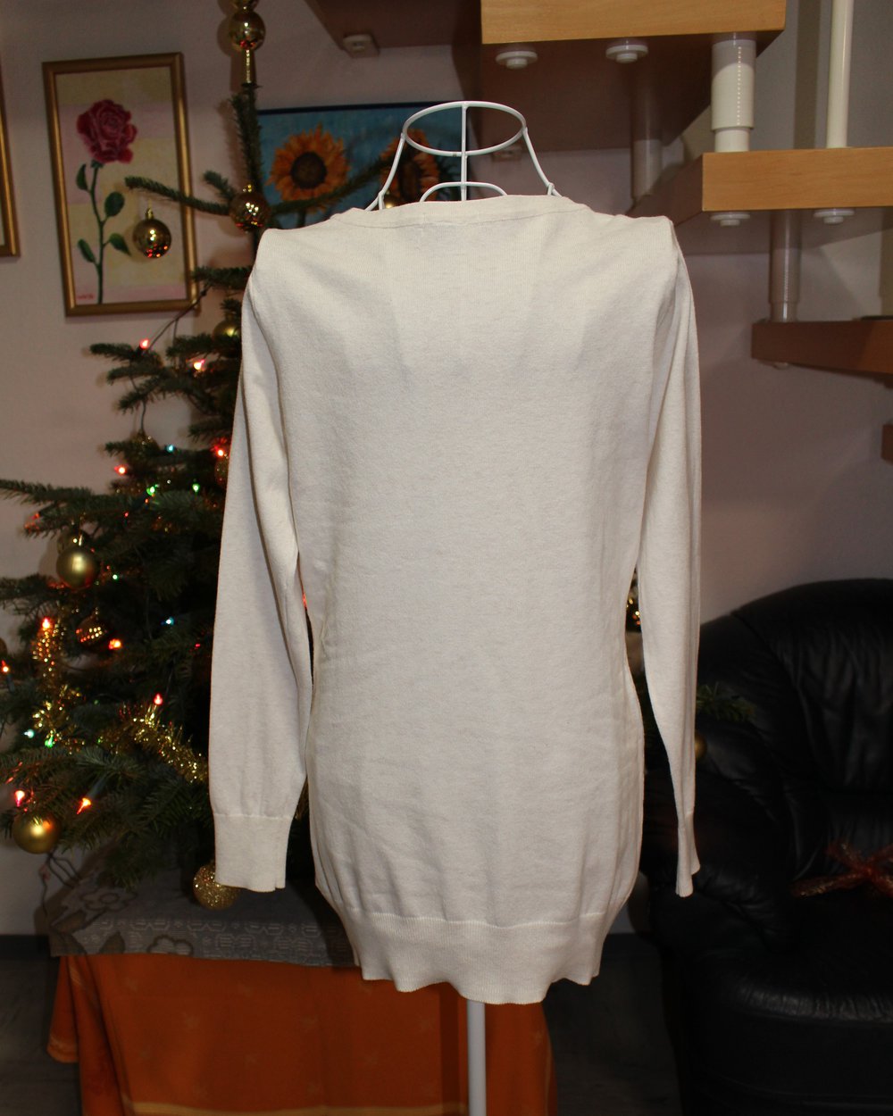 335. Langer Pullover/kurzes Kleid von H&M, Gr. 40/M, Farbe wollweiß