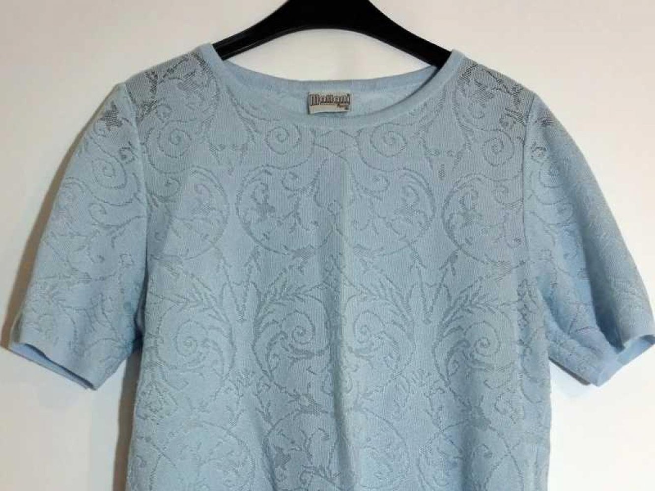 Blaues Strickoberteil Kurzarm Herbst Winter Gr. 40 Gr. M