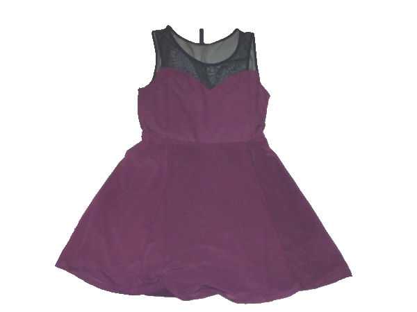 H&M Partykleid Netzeinsätze transparent aubergine