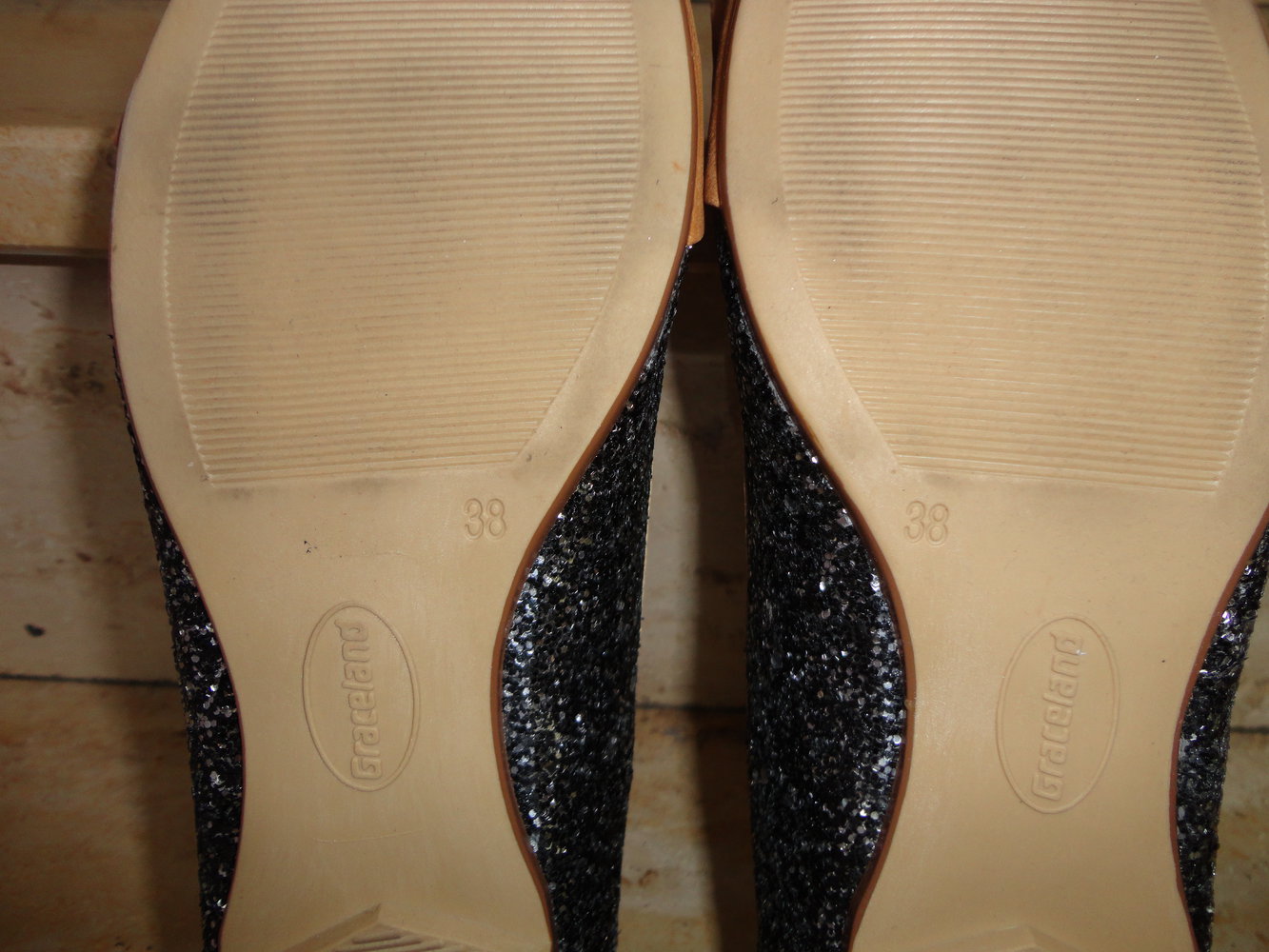 Ballerinas Glitzer schwarz braun Schleife Basic Sommer Graceland