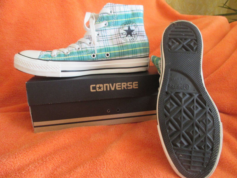 NEU * Ausgefallen * stylisch * Karo * Chucks Stoff- Schuhe * Sneaker ''Converse All Star'' Gr. 39/ 6 * grün * RAR *