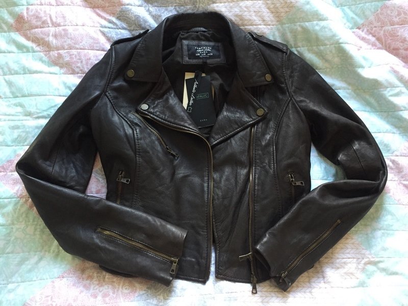 Zara Lederjacke Biker M echt Leder braun dunkelbraun trf Bikerjacke Blogger