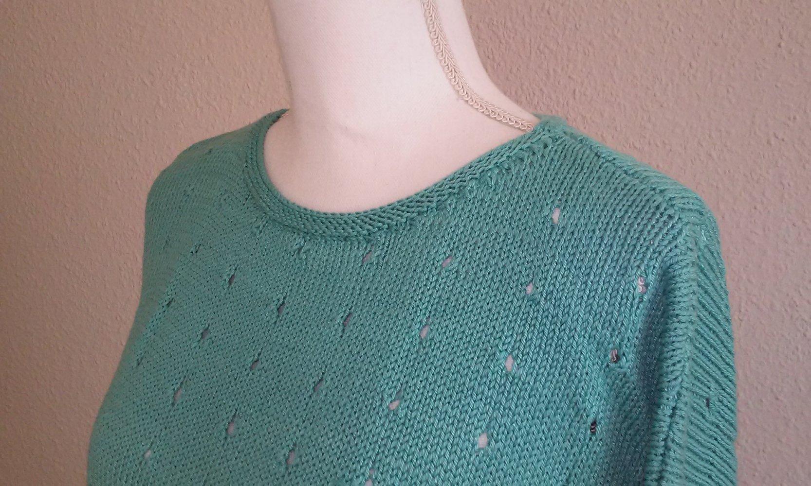 NEU! Sommerpullover Baumwollgarn Pullover Pulli Strickpulli Handarbeit - nur Materialpreis (hellgrün/türkis)