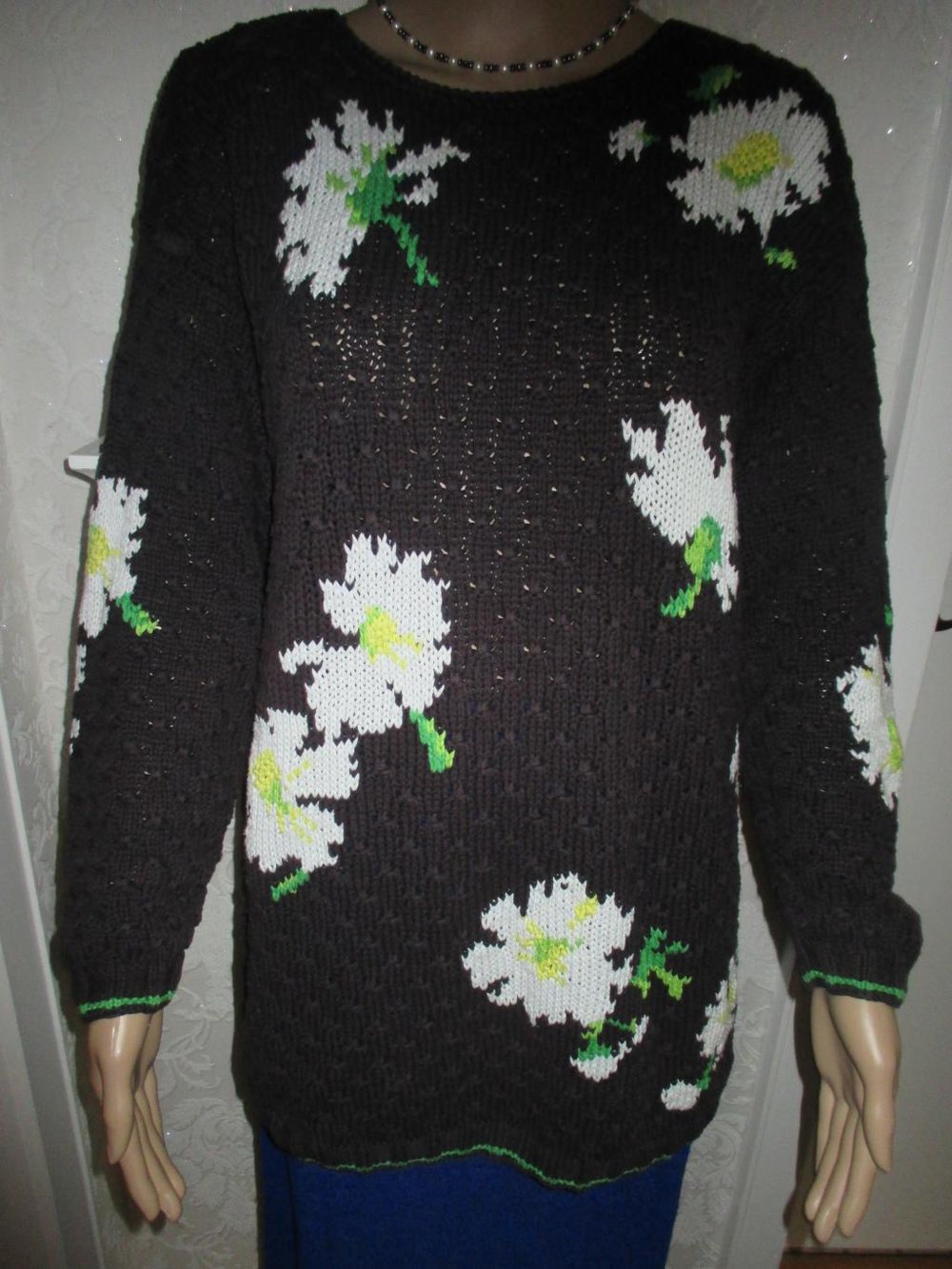 NEUw * Stylisch * Margeriten * Blüten * Grobstrick * Pullover 