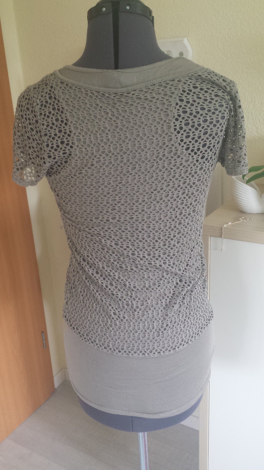 T-Shirt Löcheroptik Khaki 2 in 1