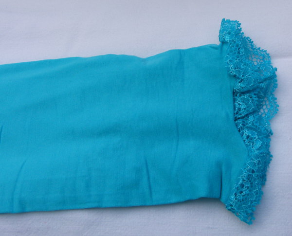 Capri Leggings in türkis, mit Spitze, NEU, Boho Mori Sommer Festival Goa Elfen Lagenlook