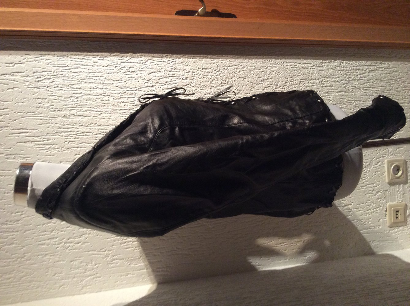 Please Trend Leder Jacke Lederjacke Zum schnüren Größe S schwarz Damen 