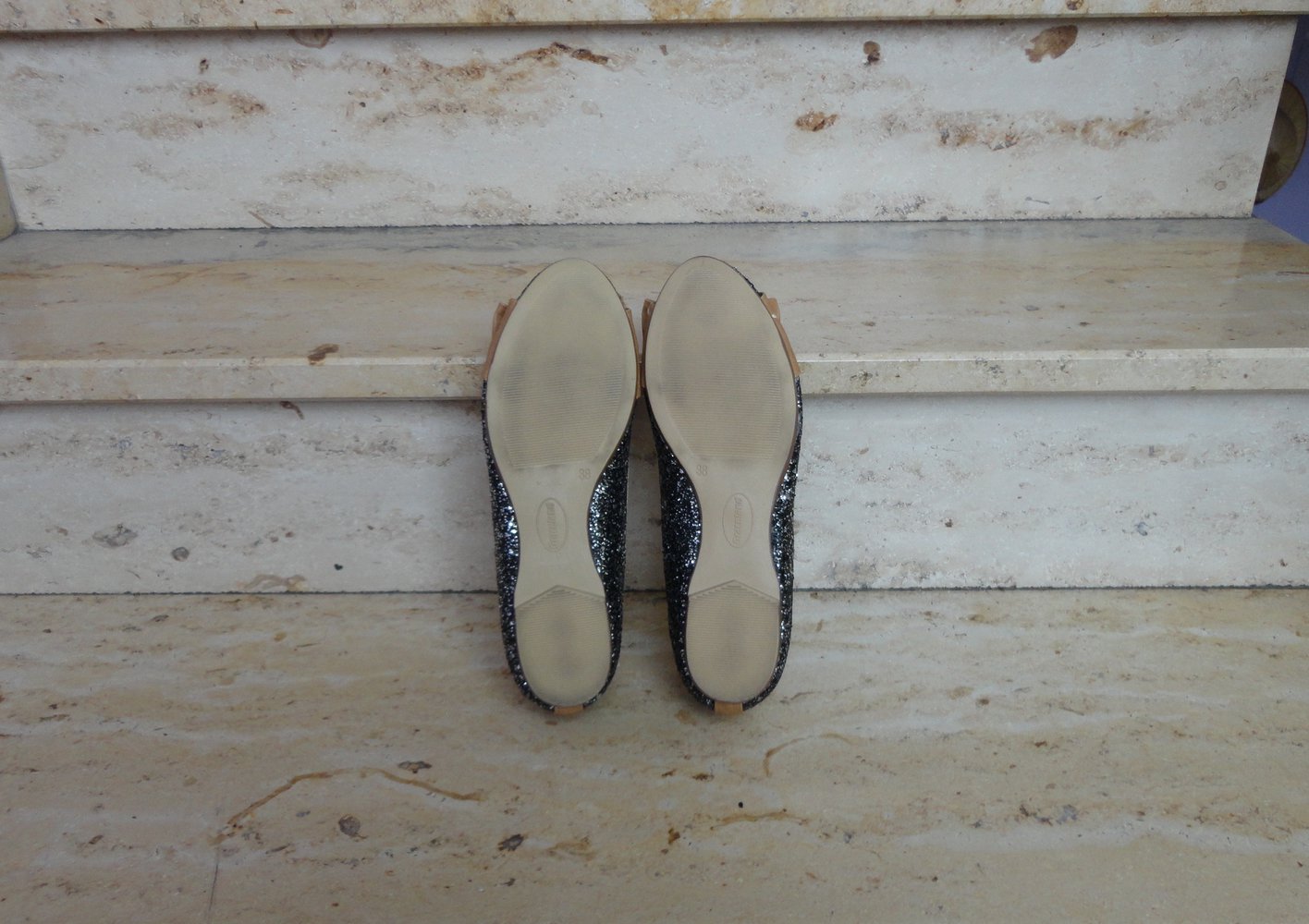 Ballerinas Glitzer schwarz braun Schleife Basic Sommer Graceland