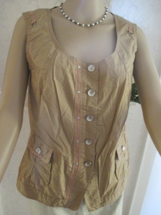 NEU Ärmellose Bluse Weste im Safari- Style 