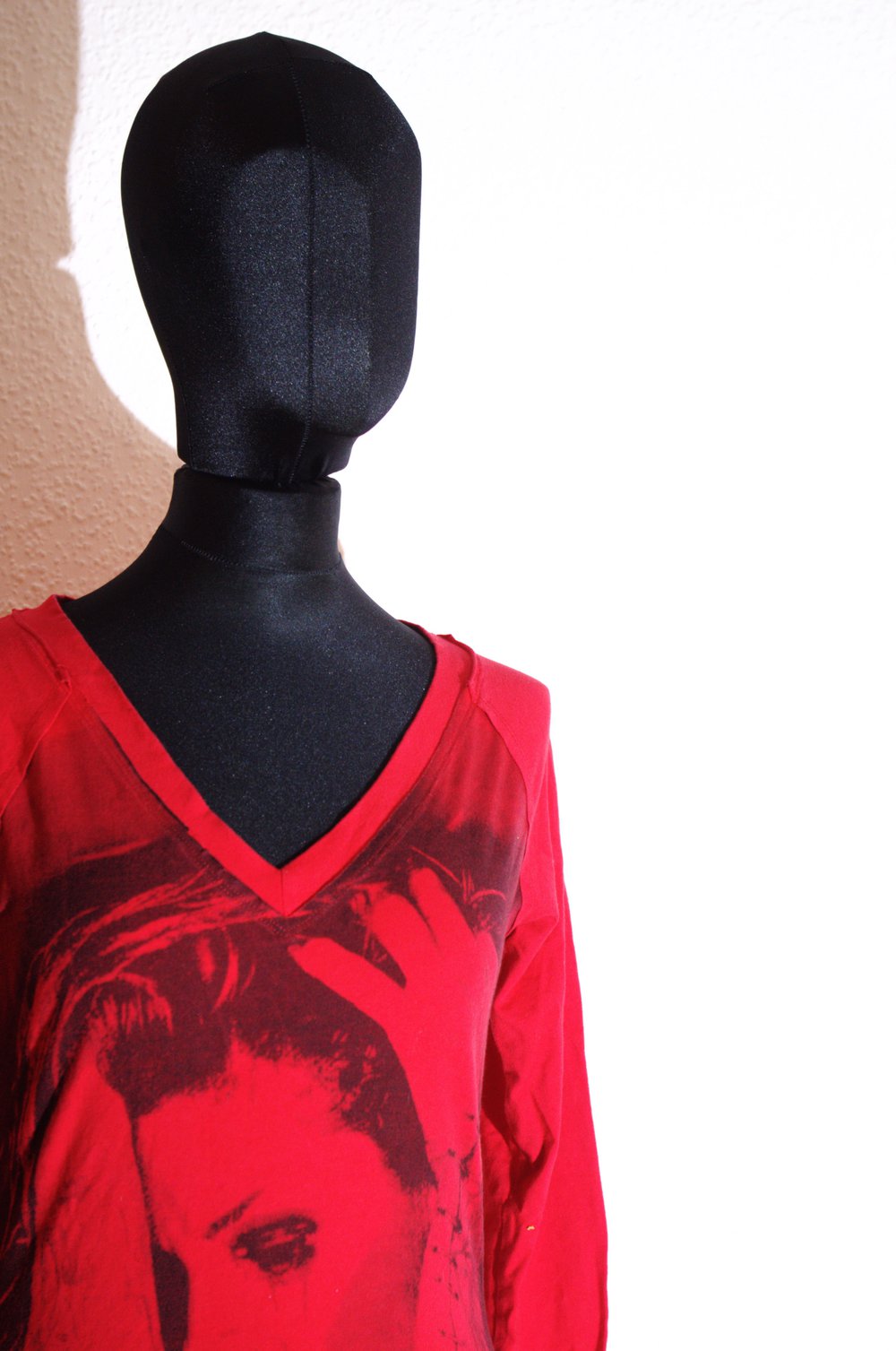 Rotes Longsleeve Gr. L M 40 42 Print Goth used Look