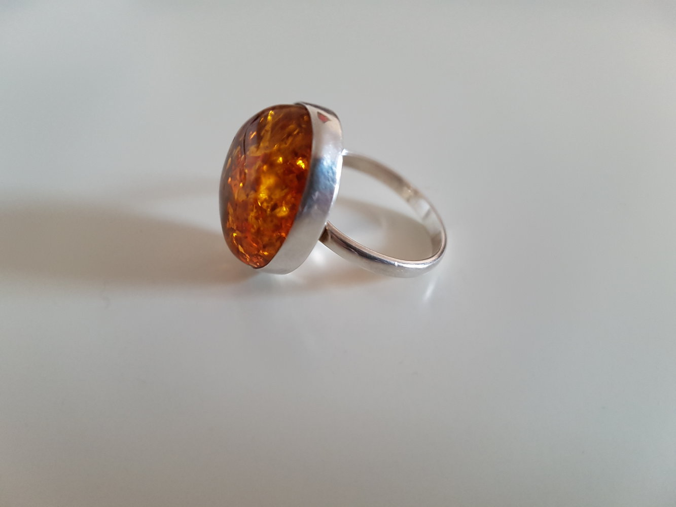 925er Silberring mit Bernstein - neu