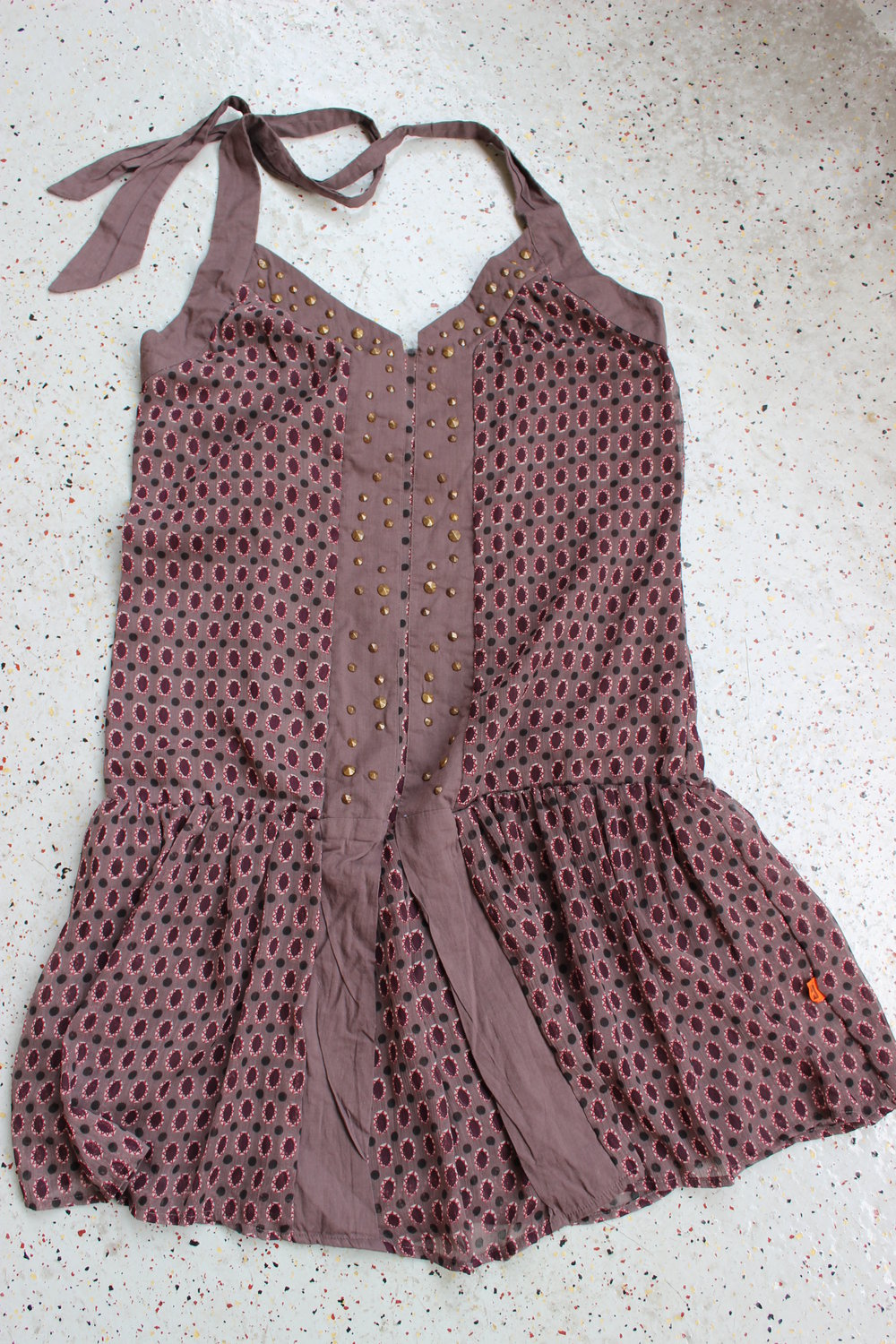NEU! OBJECT Neckholder Kleid Baumwolle Organza bordeaux rot mauve