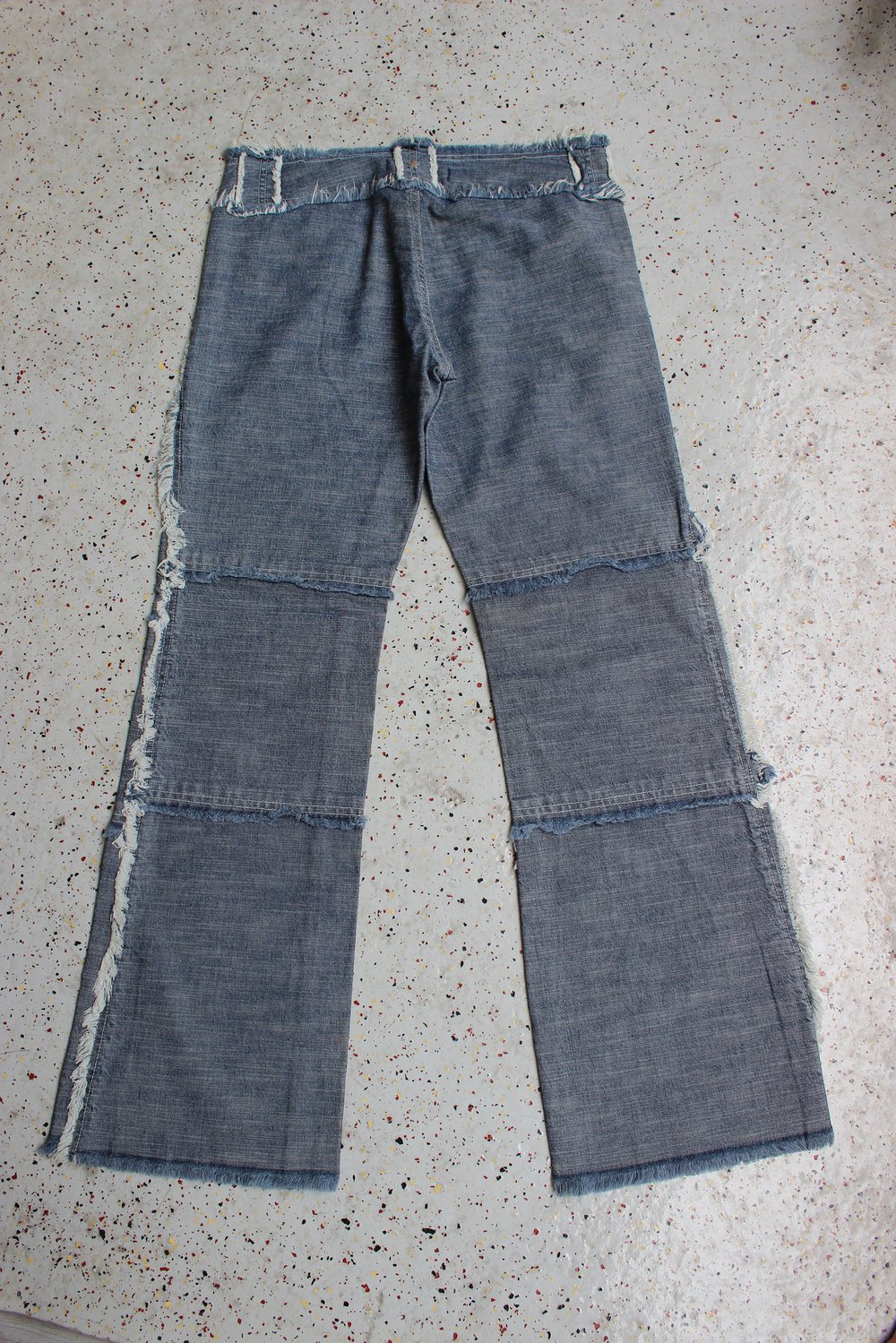 MOGUL Vintage 00-er Low Waist Unikat Fransen Jeans blau 