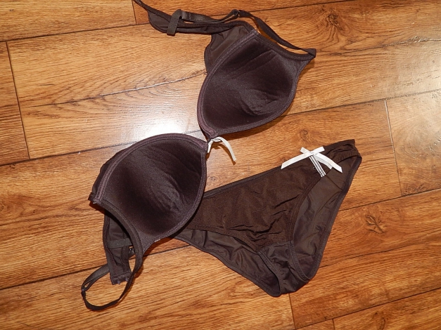 Zartes weiches Wäsche-Set 80C/40 Dunkelbraun Schleifchen
