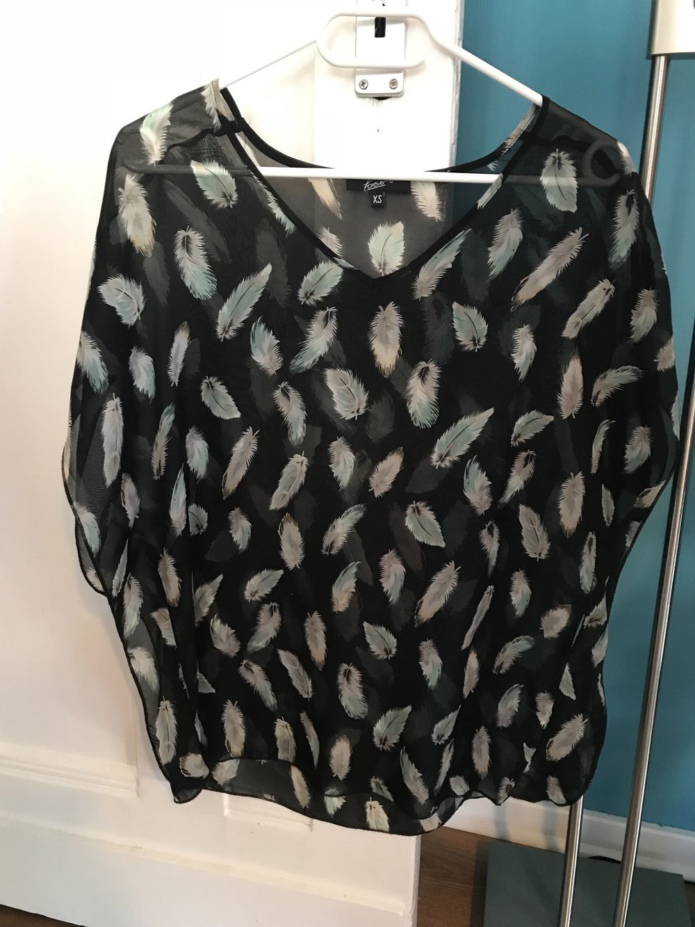 Tunika Bluse schwarz mint von forever 18, Größe XS 