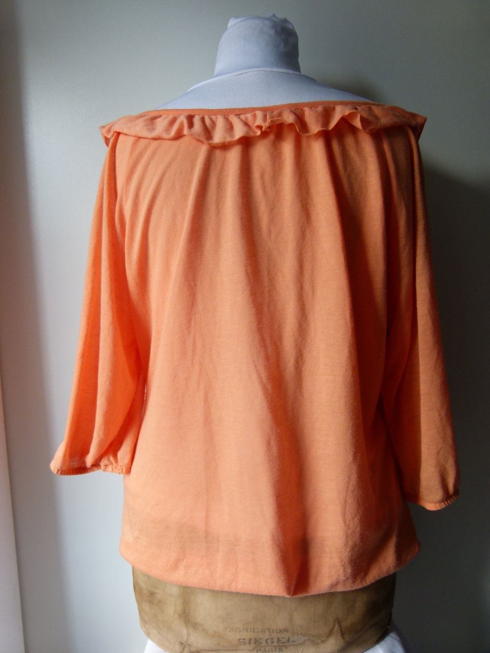 Carmen Shirt Tunika mit Volants, orange apricot, Boho Hippie Goa Festival Mori Lagenlook 