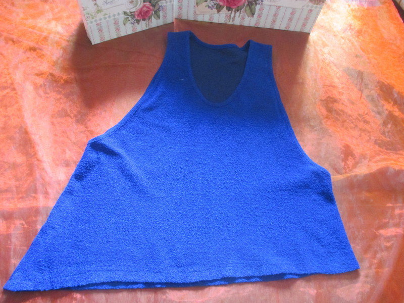 NEUw * Original VINTAGE * Asymmetrischer * ärmelloser * Bouclé- Pullover * Gr. 48- 50/ XL- XXL * mittel- königs- royal- blau *