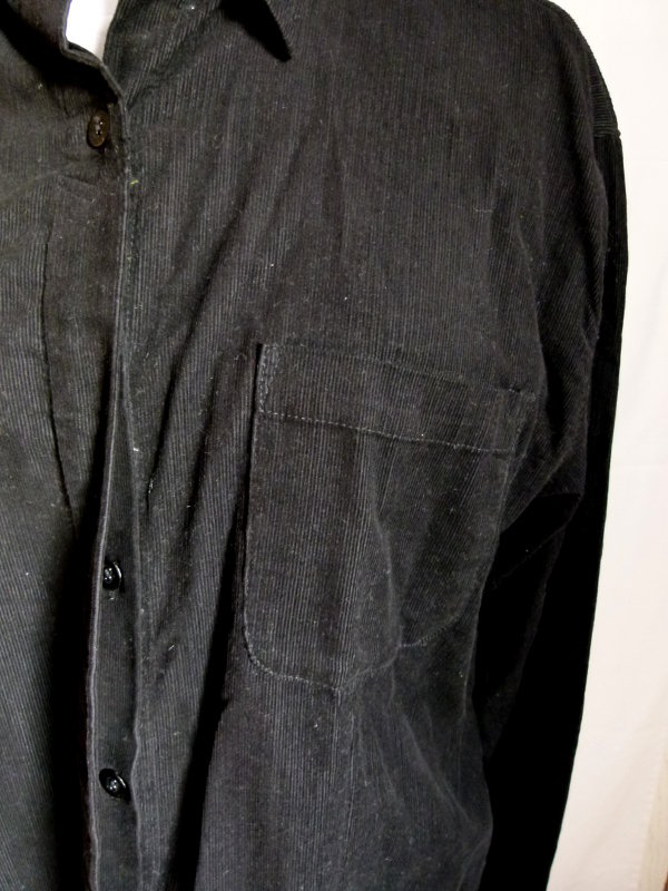 Cord Bluse Kord Hemd Jacke, schwarz, Gothic Boho Casual Emo Metal Festival