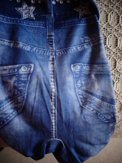 #Leggings mit Jeansdruck ca. Gr. S/M blau, nicht getragen