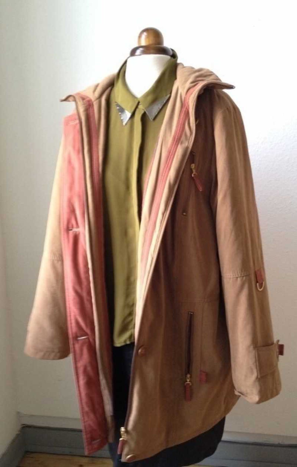 Gefütterte braune oversize Jacke / Kurzmantel