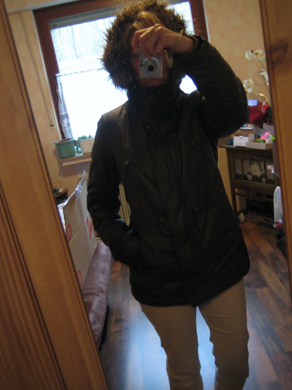 Parka Winterjacke Mantel Fake Fell Kapuze