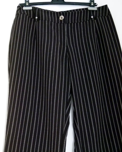 Nadelstreifen Hose Damenhose in schwarz weiß, Business Gothic Festlich