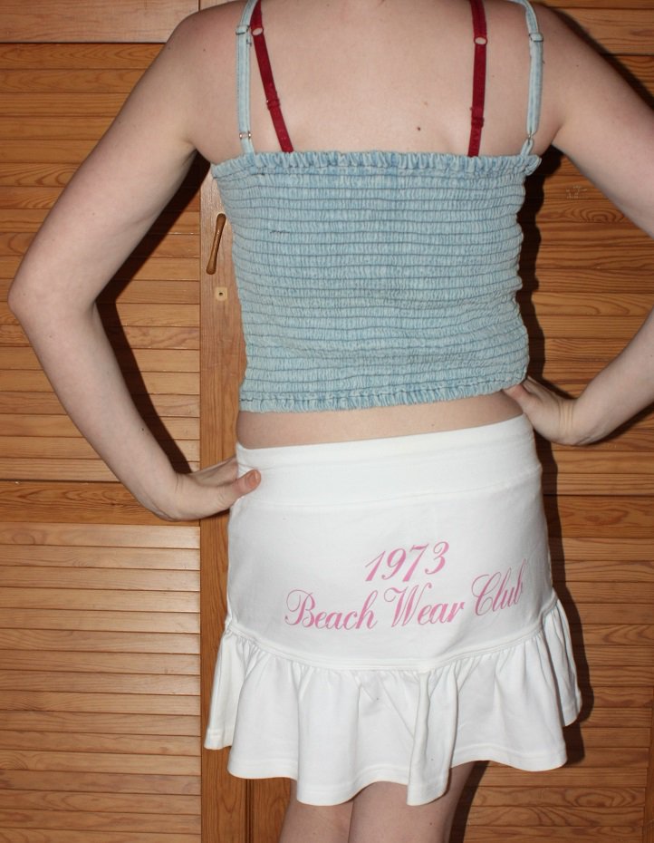 Jeans Top mit Schnalle, Fishbone, Gr. S, hinten gerafft