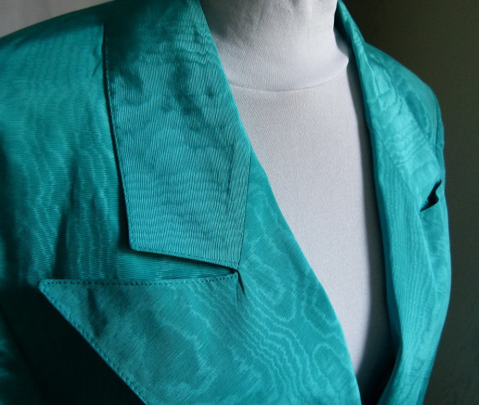 Moiré Blazer Cardigan, mint türkis, aus den 1980ern, Retro 80s Glam Vintage Lagenlook