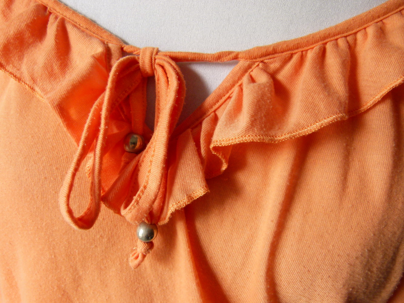 Carmen Shirt Tunika mit Volants, orange apricot, Boho Hippie Goa Festival Mori Lagenlook 