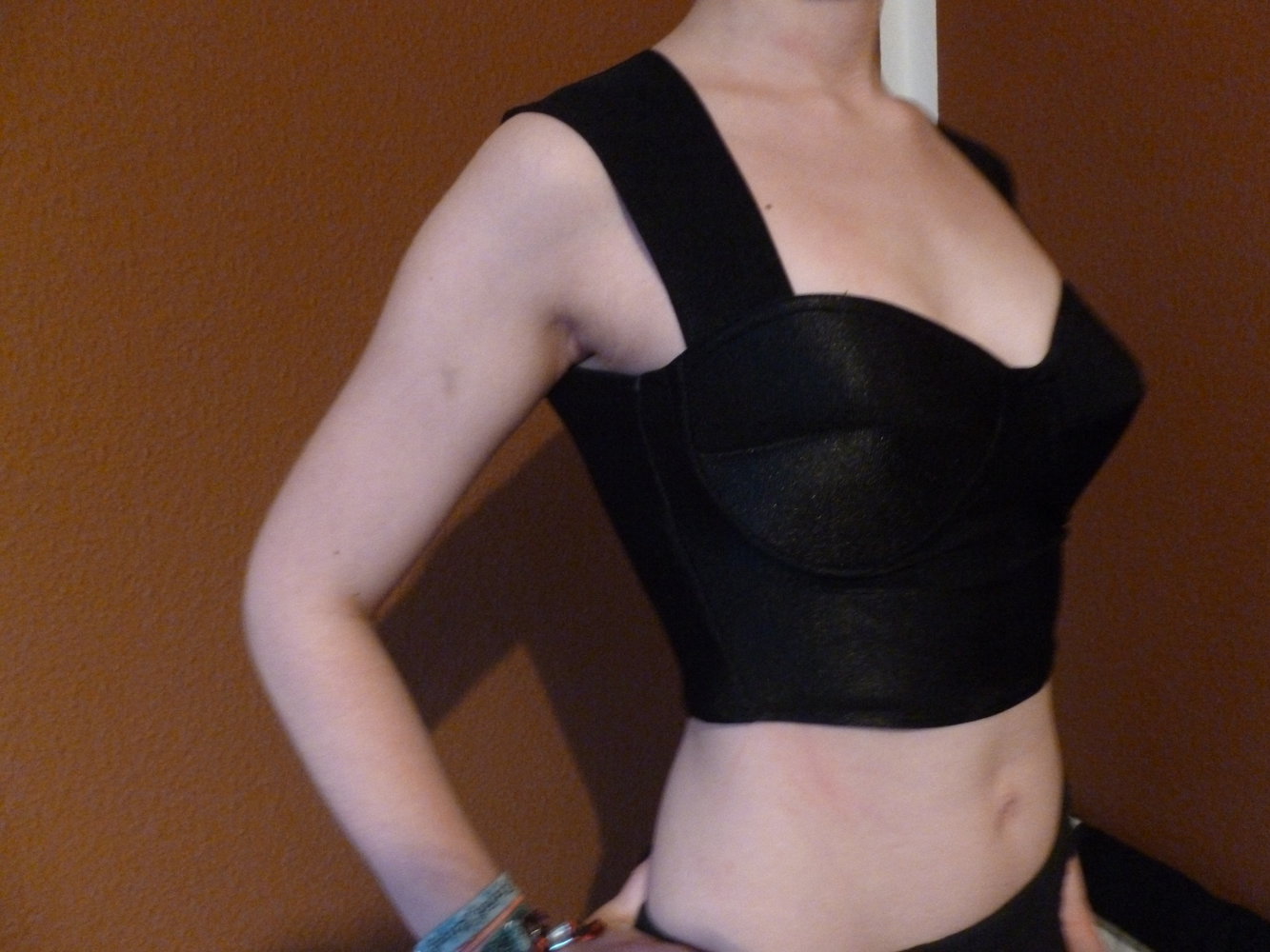 schwarzes Boustier Corsage Top bauchfrei gothic