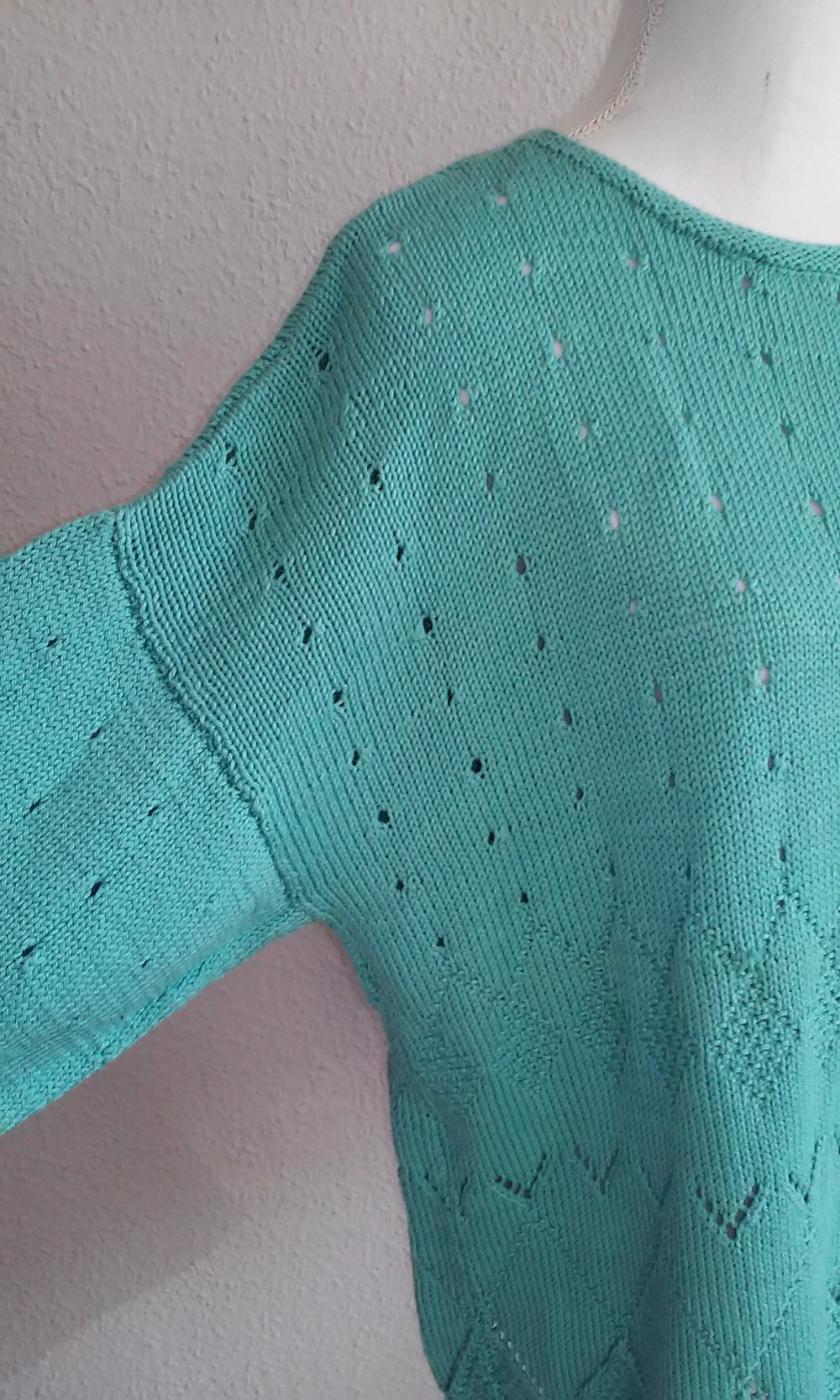 NEU! Sommerpullover Baumwollgarn Pullover Pulli Strickpulli Handarbeit - nur Materialpreis (hellgrün/türkis)