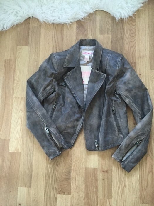 H&M Fashion Against Aids Lederjacke grau echt Leder